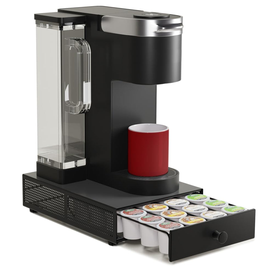 SICHEER K Cup organizer drawer holding 24 pods for easy access.