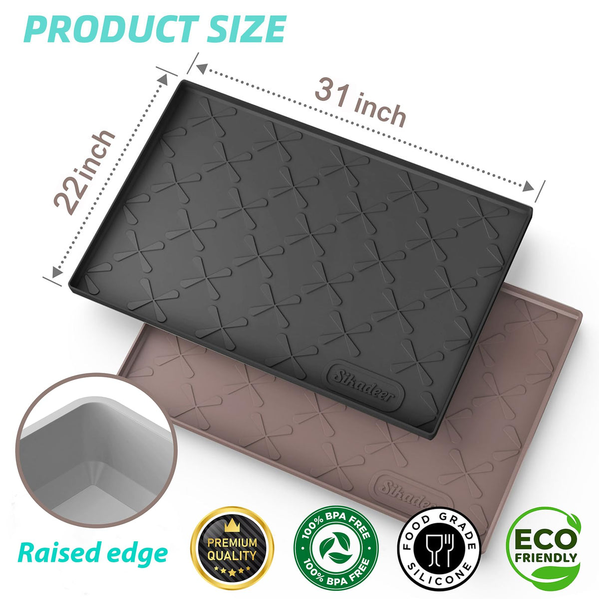 Anti-slip texture keeps bottles and cleaners from sliding on the mat.
