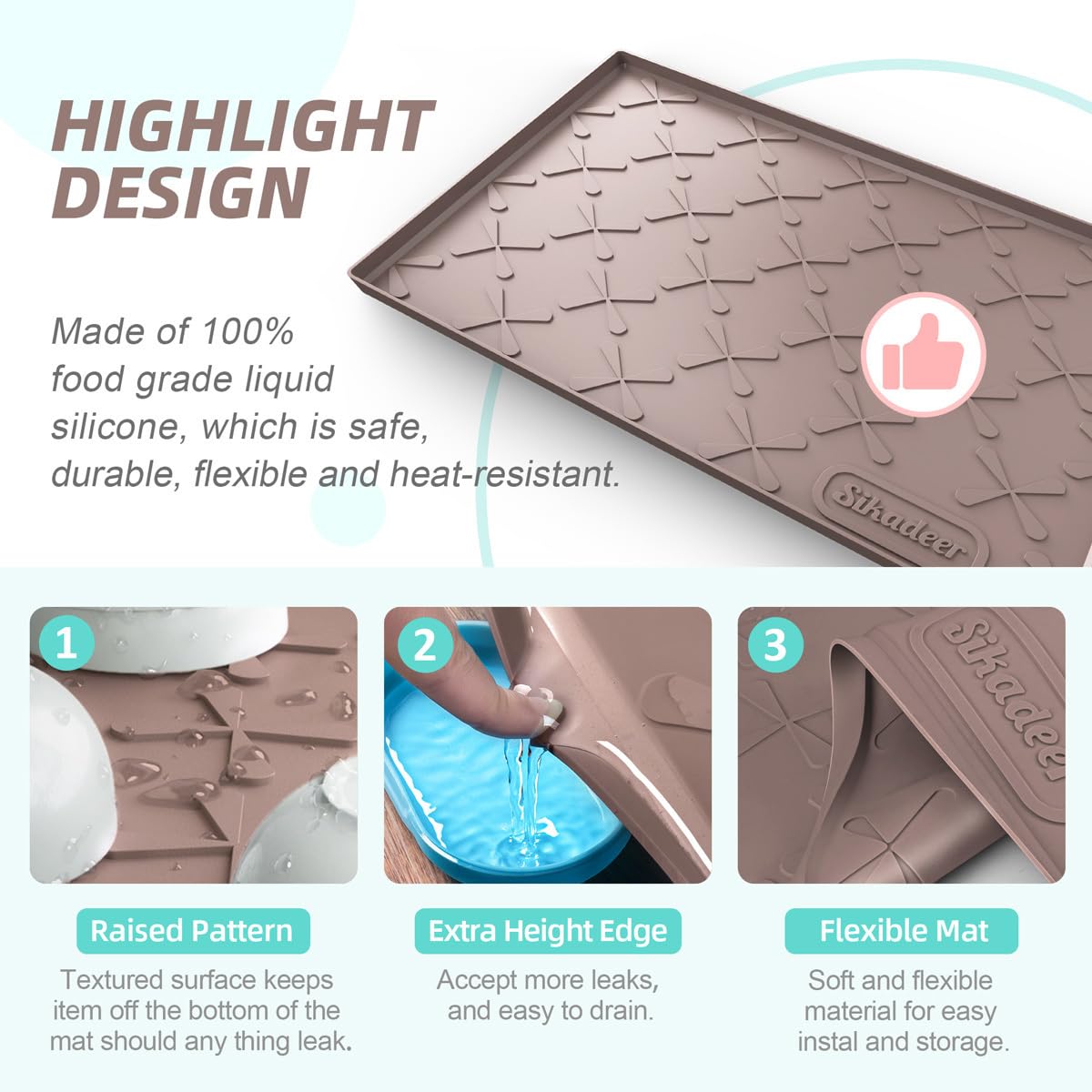 SIKADEER dishwasher-safe silicone mat for quick cleaning