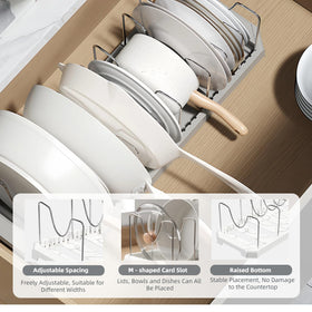 Silanit seven dividers customize compartments for pots and lids.