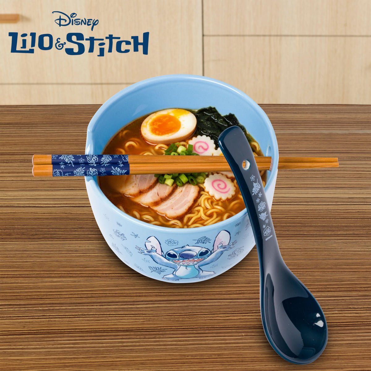 Silver Buffalo Stitch spoon complements the ramen set