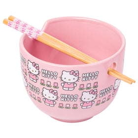 Silver Buffalo Hello Kitty flowers ramen bowl for cozy meals.