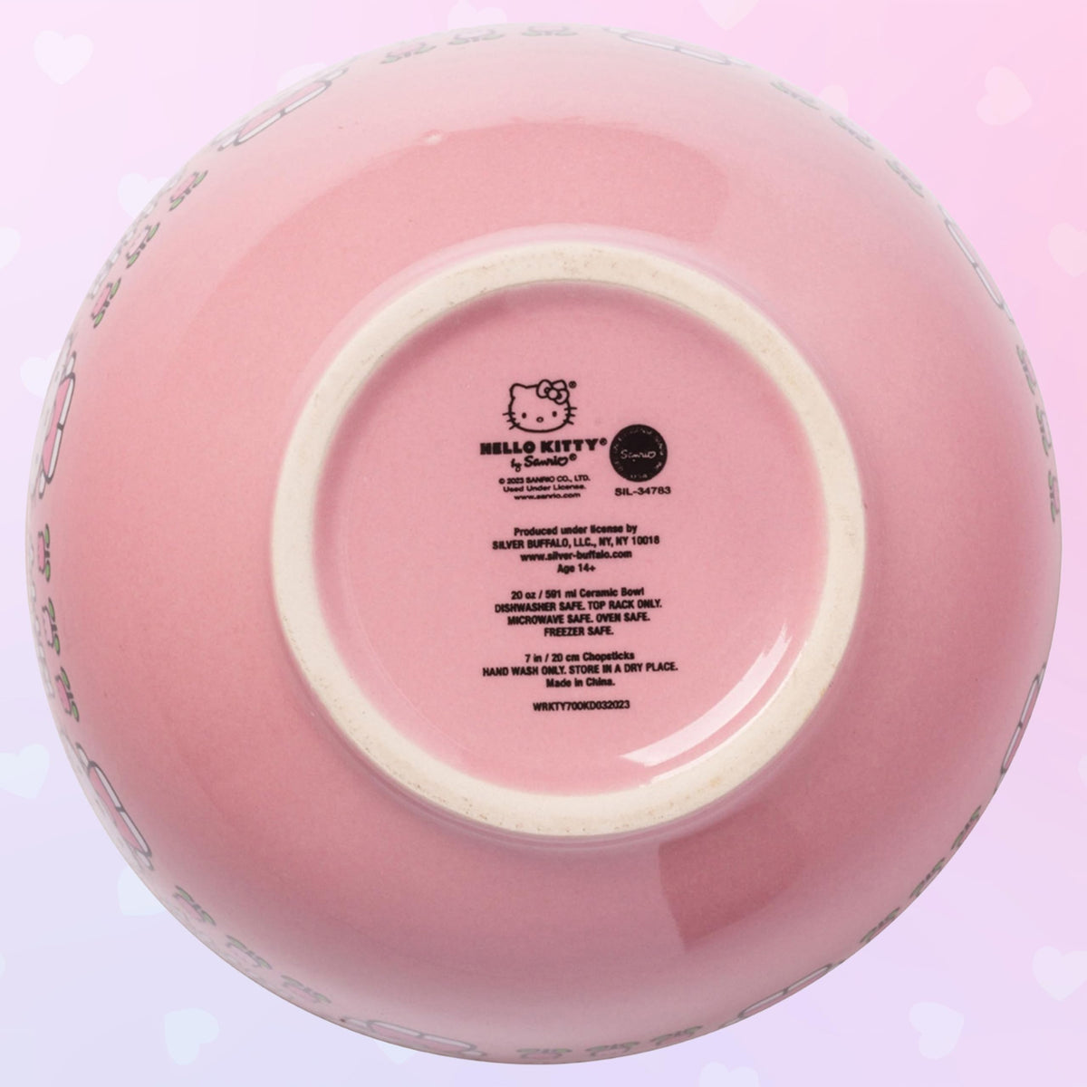 Microwave-safe Hello Kitty bowl by Silver Buffalo for quick meals.