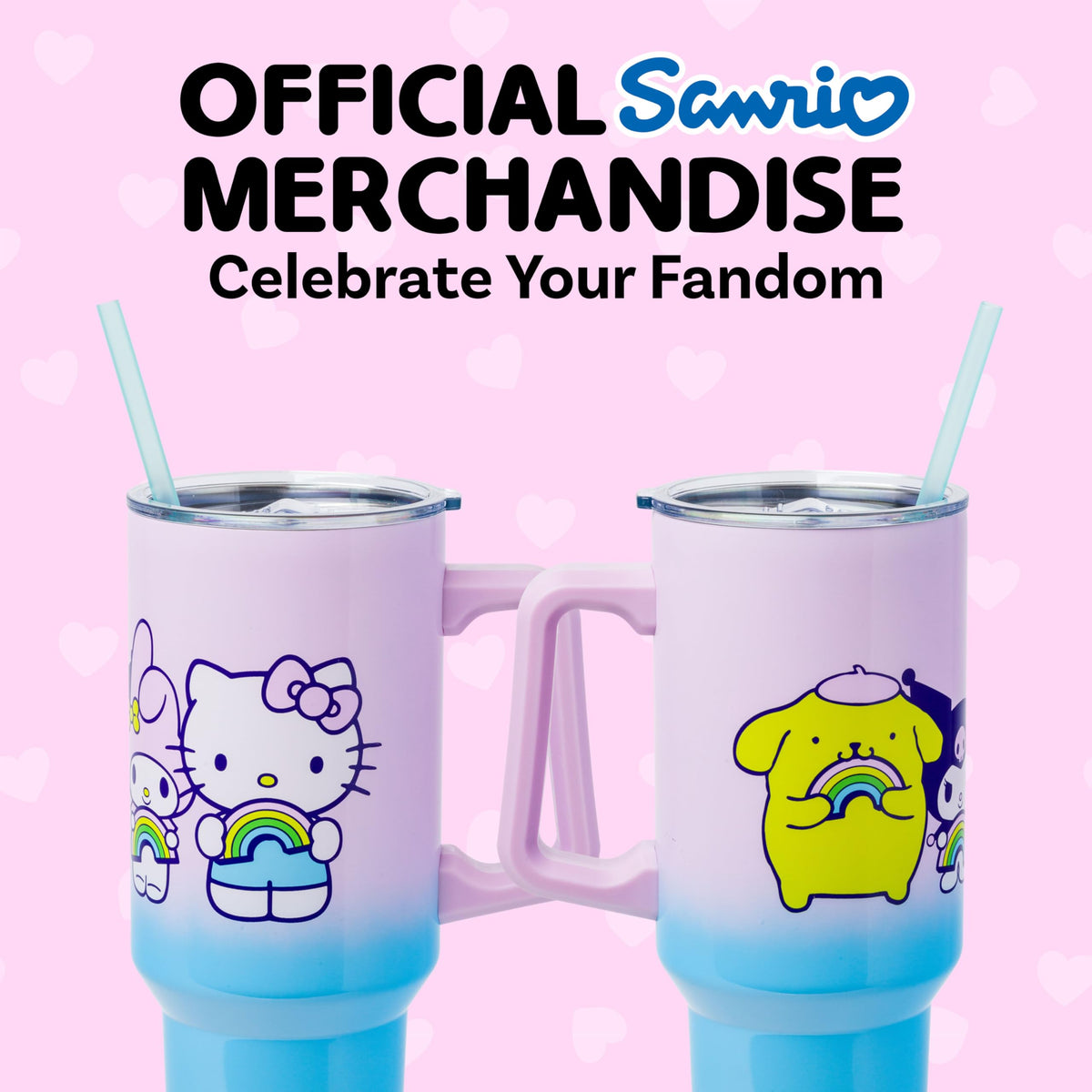 Hello Kitty tumbler with double-wall insulation keeps drinks hot or cold