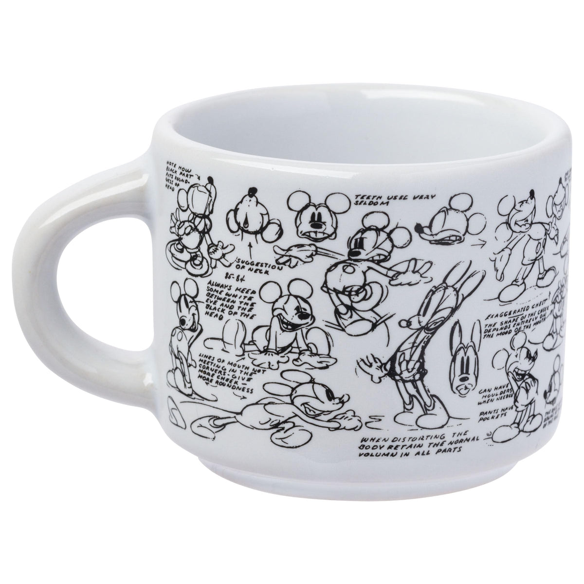 Silver Buffalo 4-piece Mickey vintage sketch mugs arranged for compact storage.