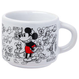 Silver Buffalo 3oz Mickey mug close-up showing retro sketch details.