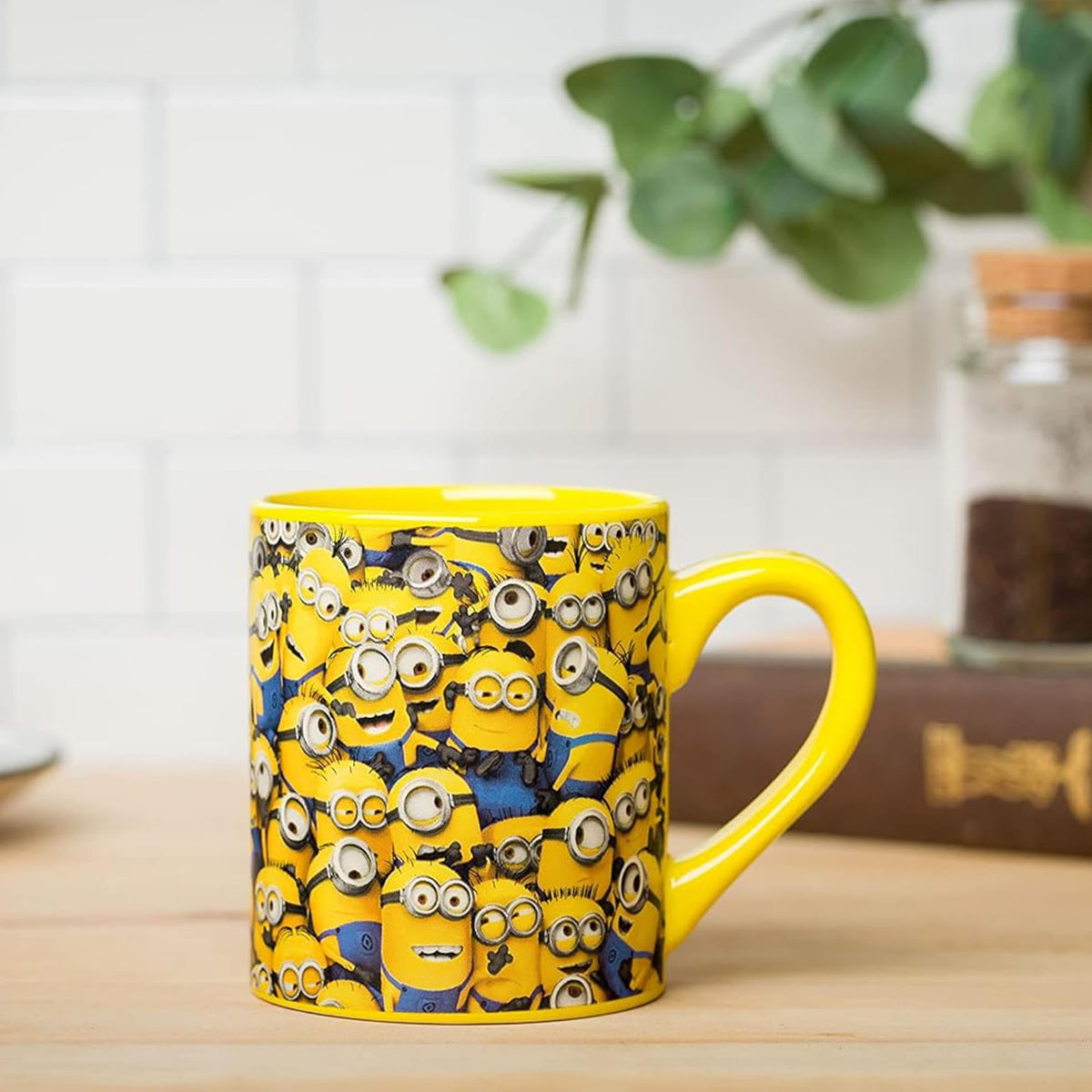 Mug features Despicable Me Minions collage as a cheerful desk companion.