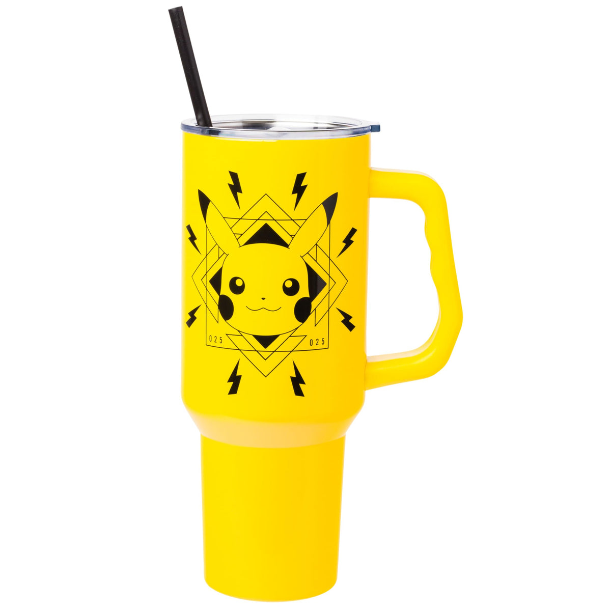 Silver Buffalo Pikachu square design tumbler for on-the-go hydration.
