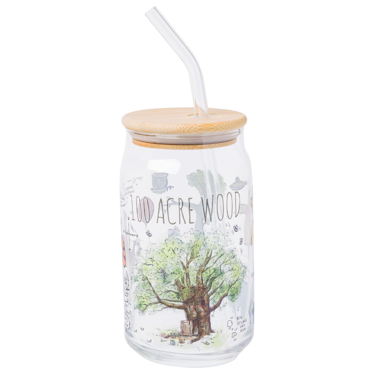 Silver Buffalo Pooh-Eeyore design tumbler with bamboo lid for eco-friendly sipping