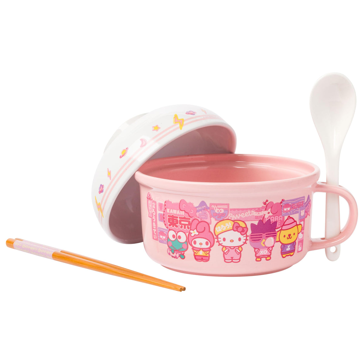 Silver Buffalo Hello Kitty mug featuring five characters for cheerful breakfasts.