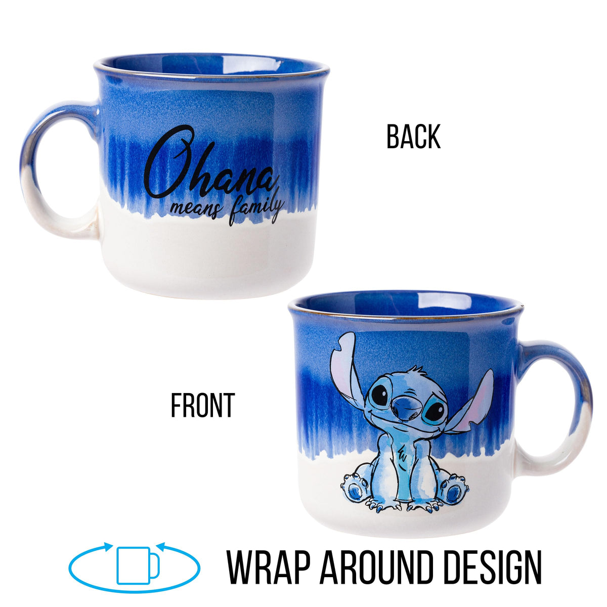 Silver Buffalo Stitch mug close-up highlighting vibrant glaze and craft detail