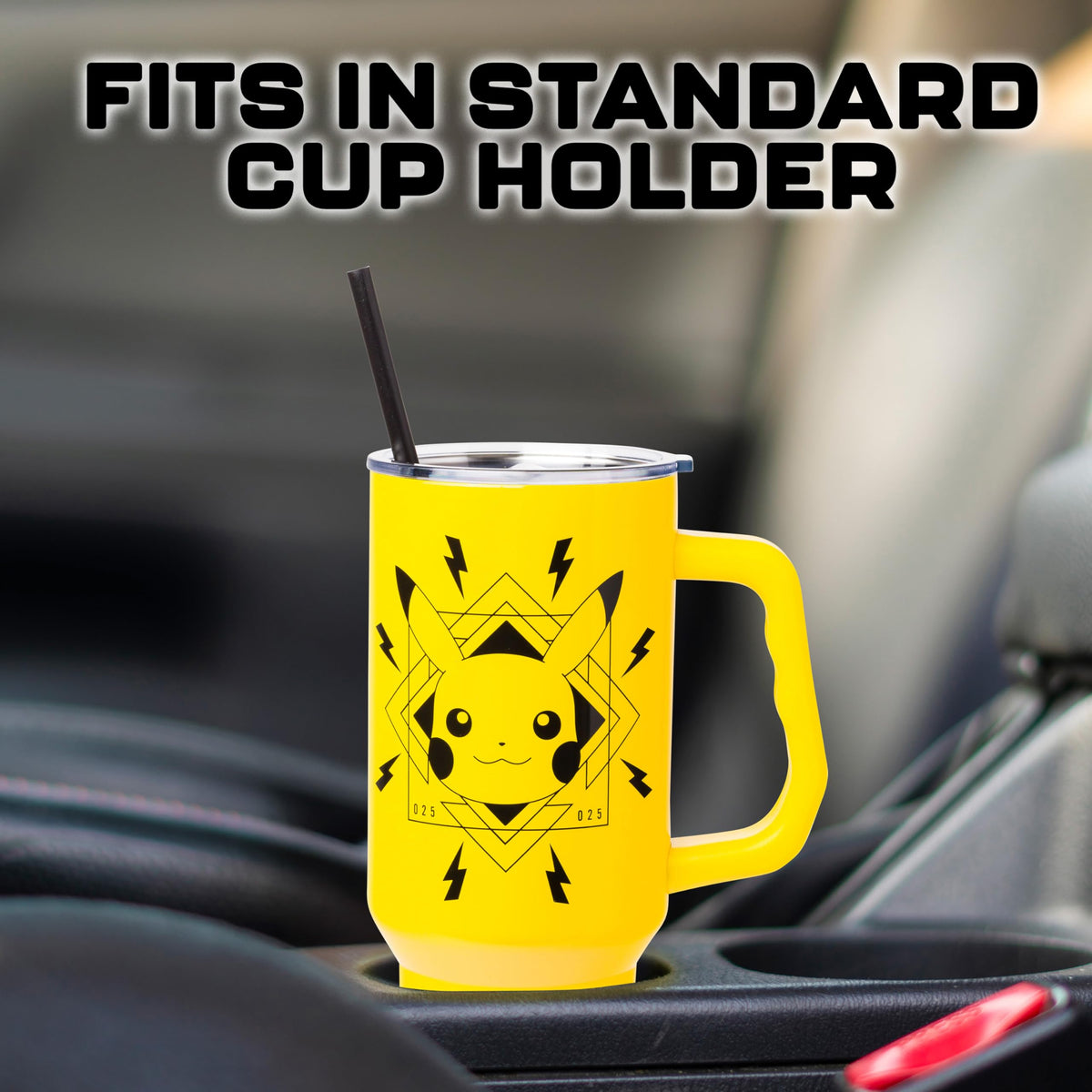 Silver Buffalo tumbler with screw-on lid and straw for spill-resistant sipping.