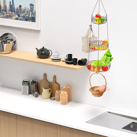 Simple Houseware bronze 34-inch tall hanging basket demonstrates space-saving design.