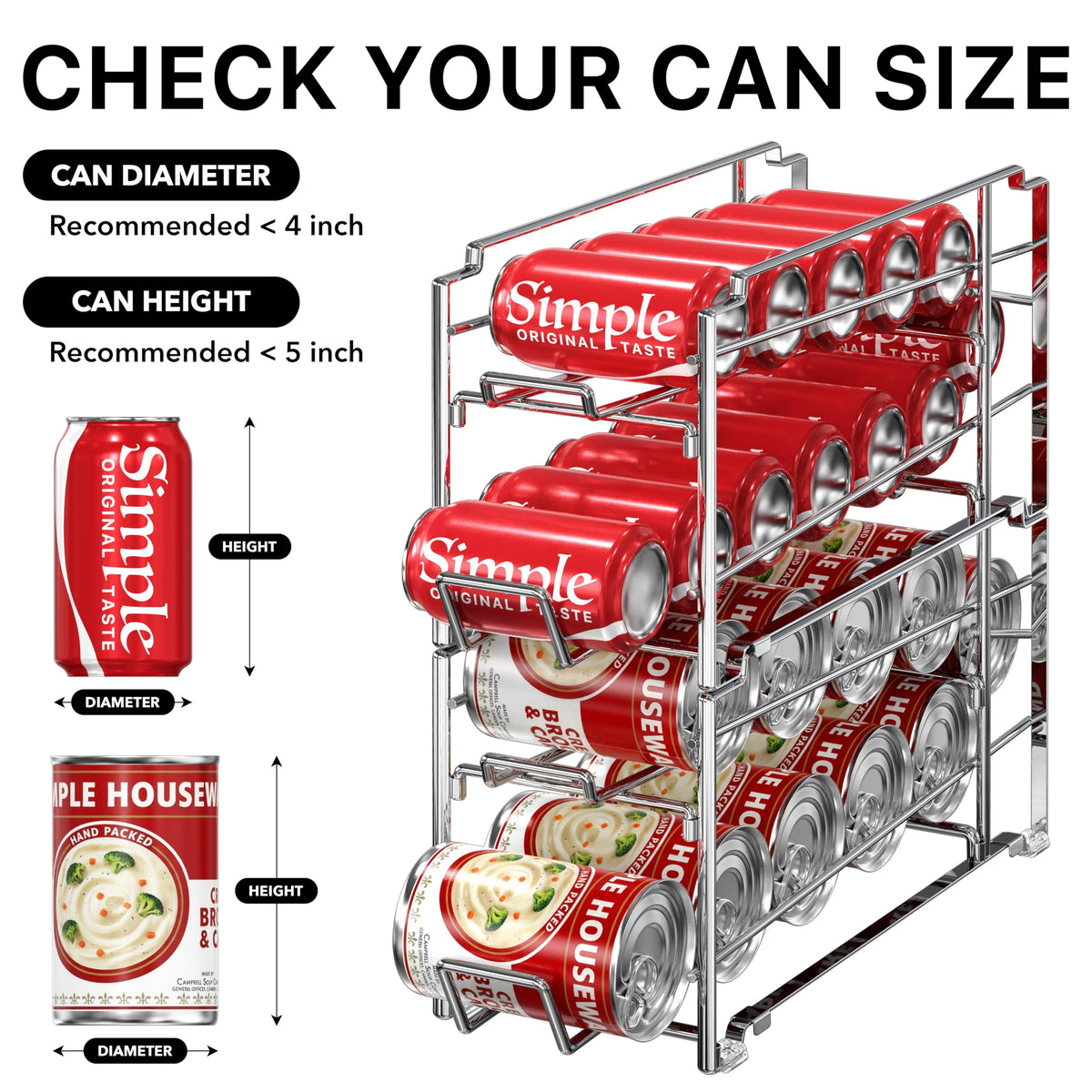 Simple Houseware anti-slip feet keep racks stable on surfaces.