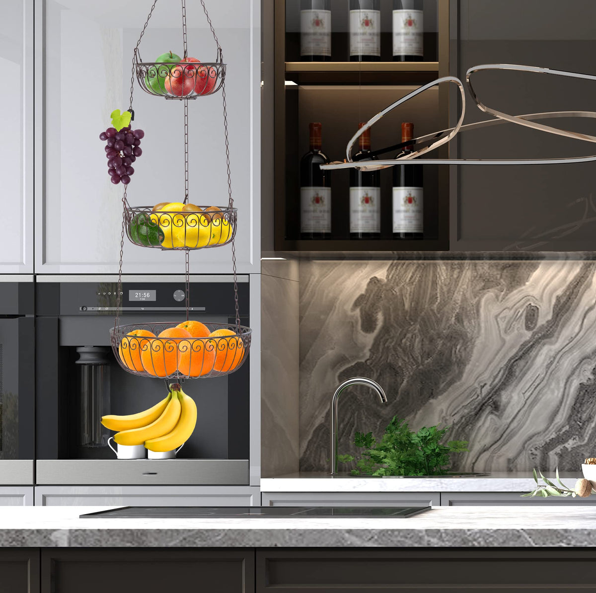 Simple Houseware bronze finish detail, durable wire construction enhances kitchen decor.