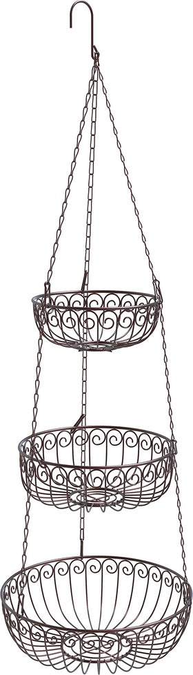Simple Houseware bronze hanging basket enhances pantry or kitchen decor.