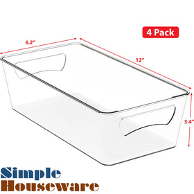 Simple Houseware clear bin for freezer organization, easy access to frozen items and space optimization.