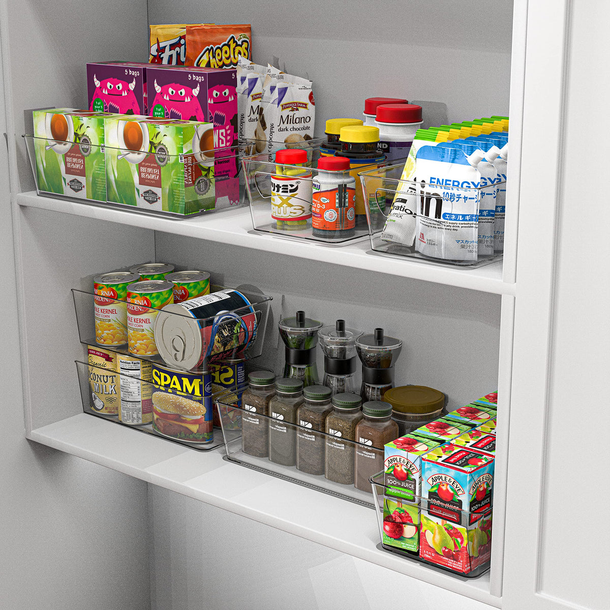 Simple Houseware clear bin with easy-grab handles for quick, spill-free access.