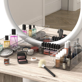 Simple Houseware clear bin for easy-clean spill cleanup in the fridge.