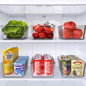 Simple Houseware freezer bin stacked to save fridge space.