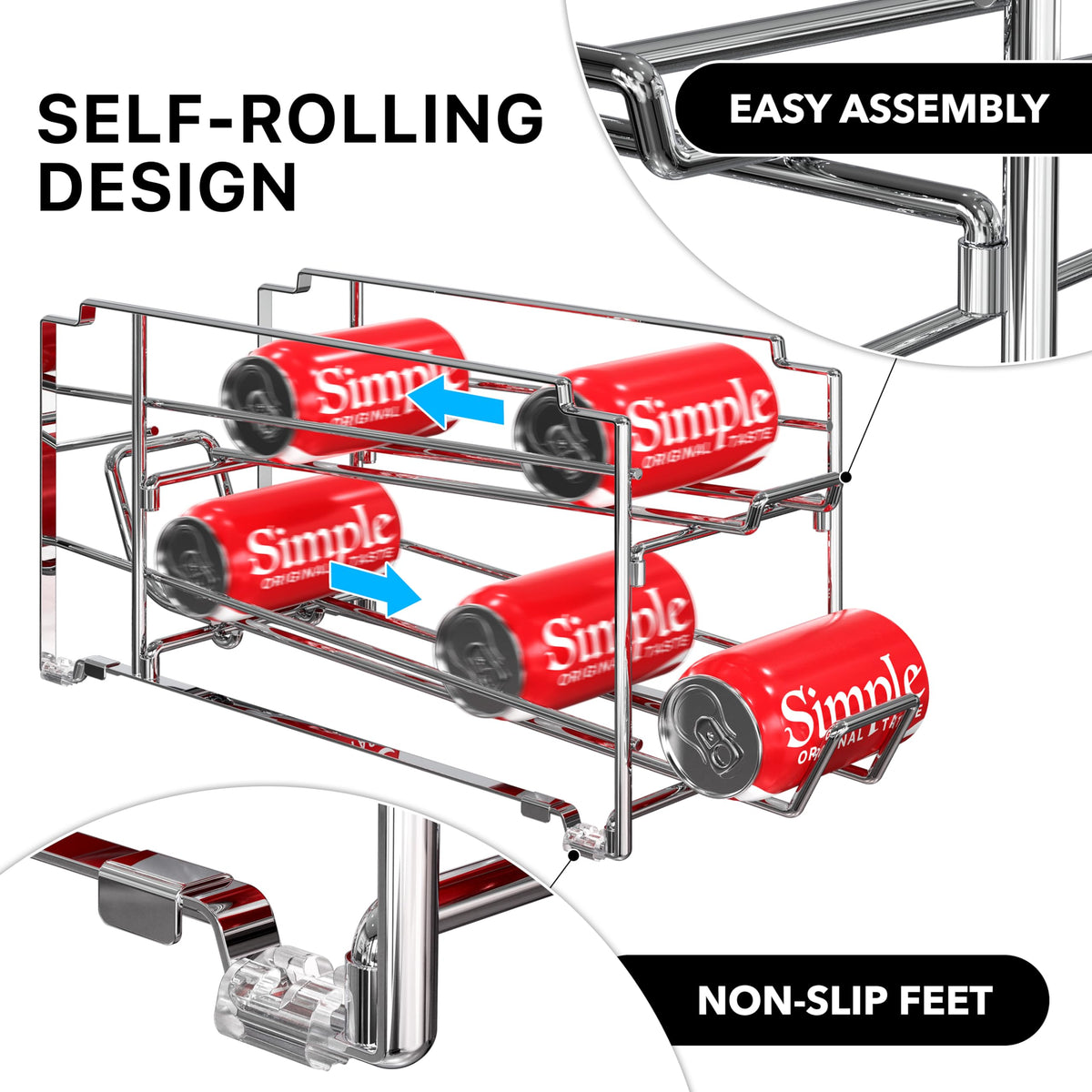 Simple Houseware sloped design guides cans forward for quick retrieval.