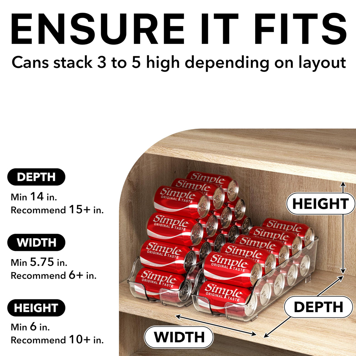Simple Houseware clear plastic body lets contents visible.