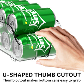 Simple Houseware soda can organizer shows 14-inch by 5.75-inch by 3.5-inch dimensions.