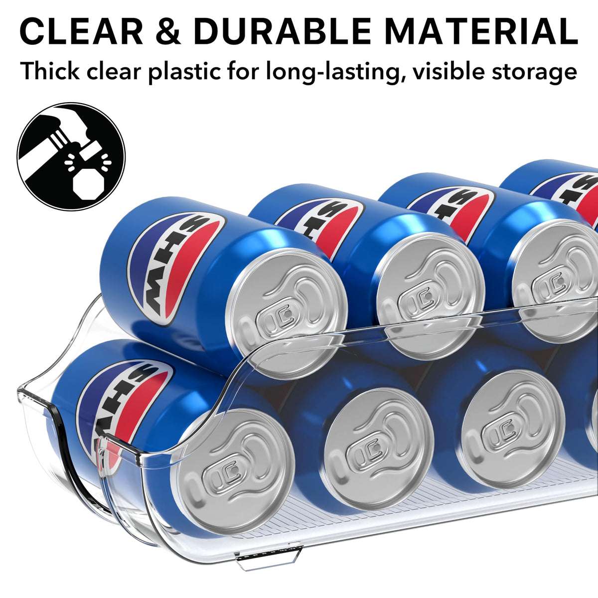 Simple Houseware soda can organizer ideal for fridge or pantry placement.