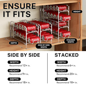 Simple Houseware white stackable can dispenser in-fridge organizes cans for quick retrieval.
