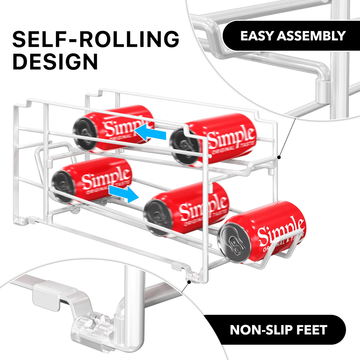 Simple Houseware white can dispenser on-counter display ideal for grab-and-go beverages.