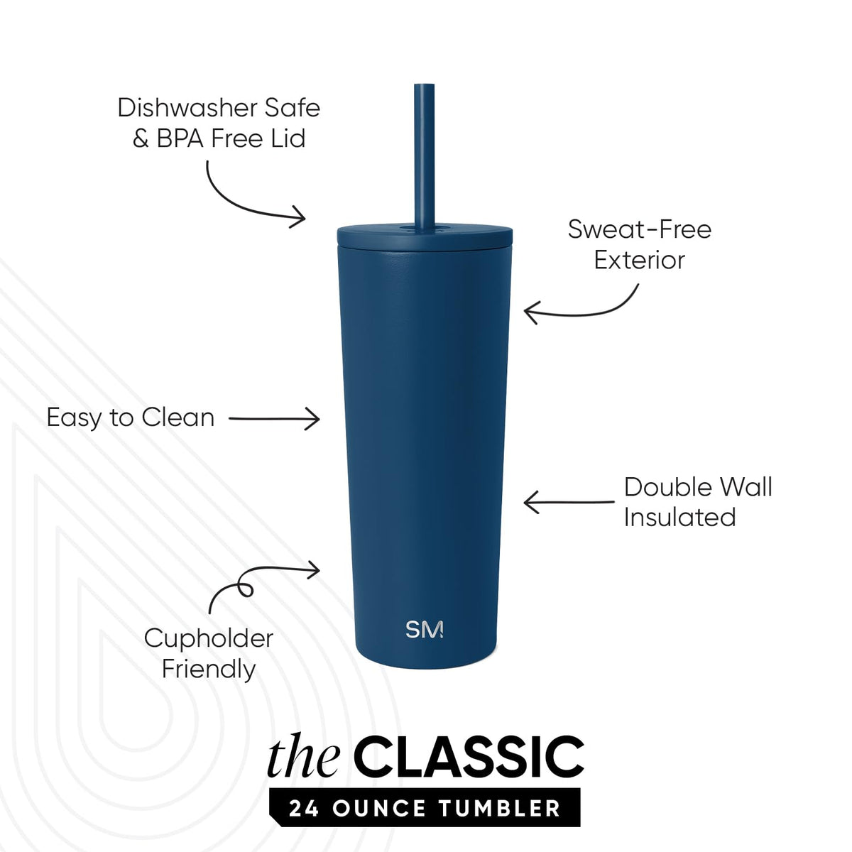 Simple Modern Classic Tumbler close-up of silicone straw gasket securing the straw to prevent leaks.