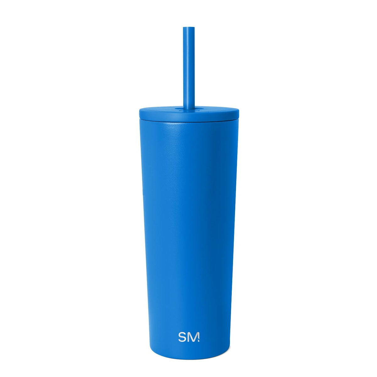 Simple Modern Classic Tumbler with straw lid in Supersonic Blue keeps drinks cold on the go.