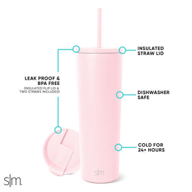 Simple Modern Classic tumbler with vacuum insulation maintains cold drinks for hours.
