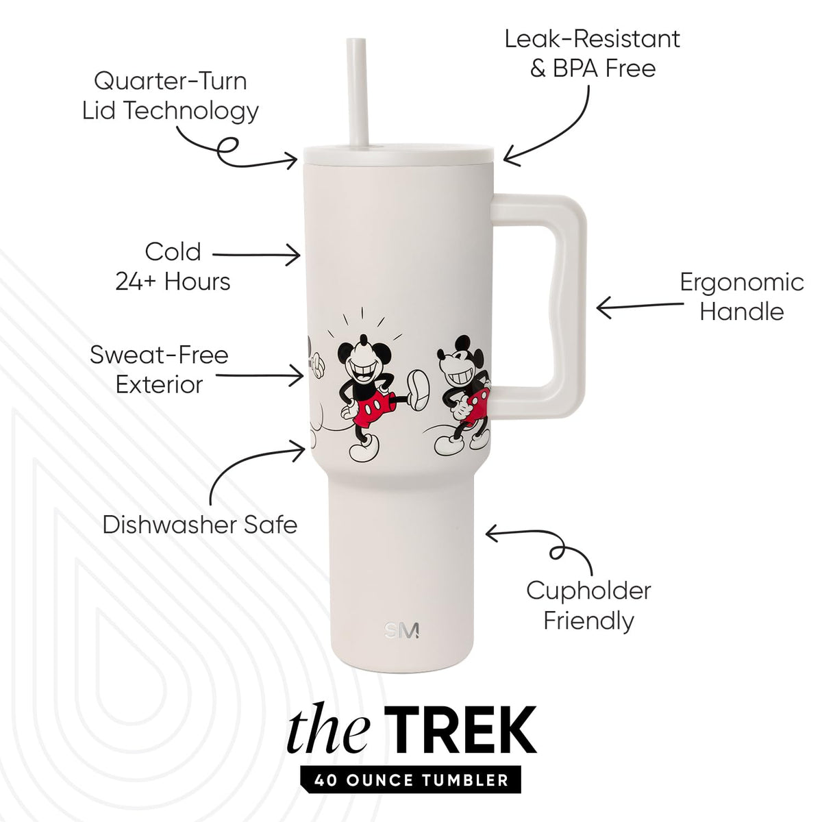 Simple Modern Disney Trek tumbler featuring Mickey Mouse Dances artwork for daily use.