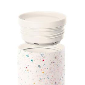 Double-wall insulated stainless steel keeps drink hot or cold longer.