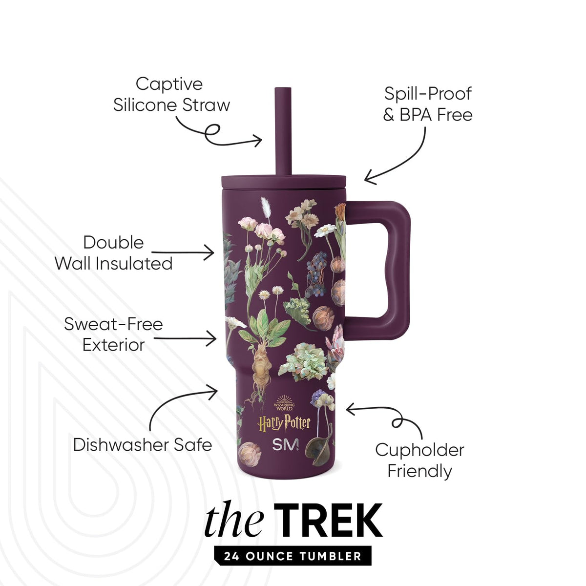 Simple Modern Harry Potter Kids 24 oz tumbler four-way straw placement for flexible drinking