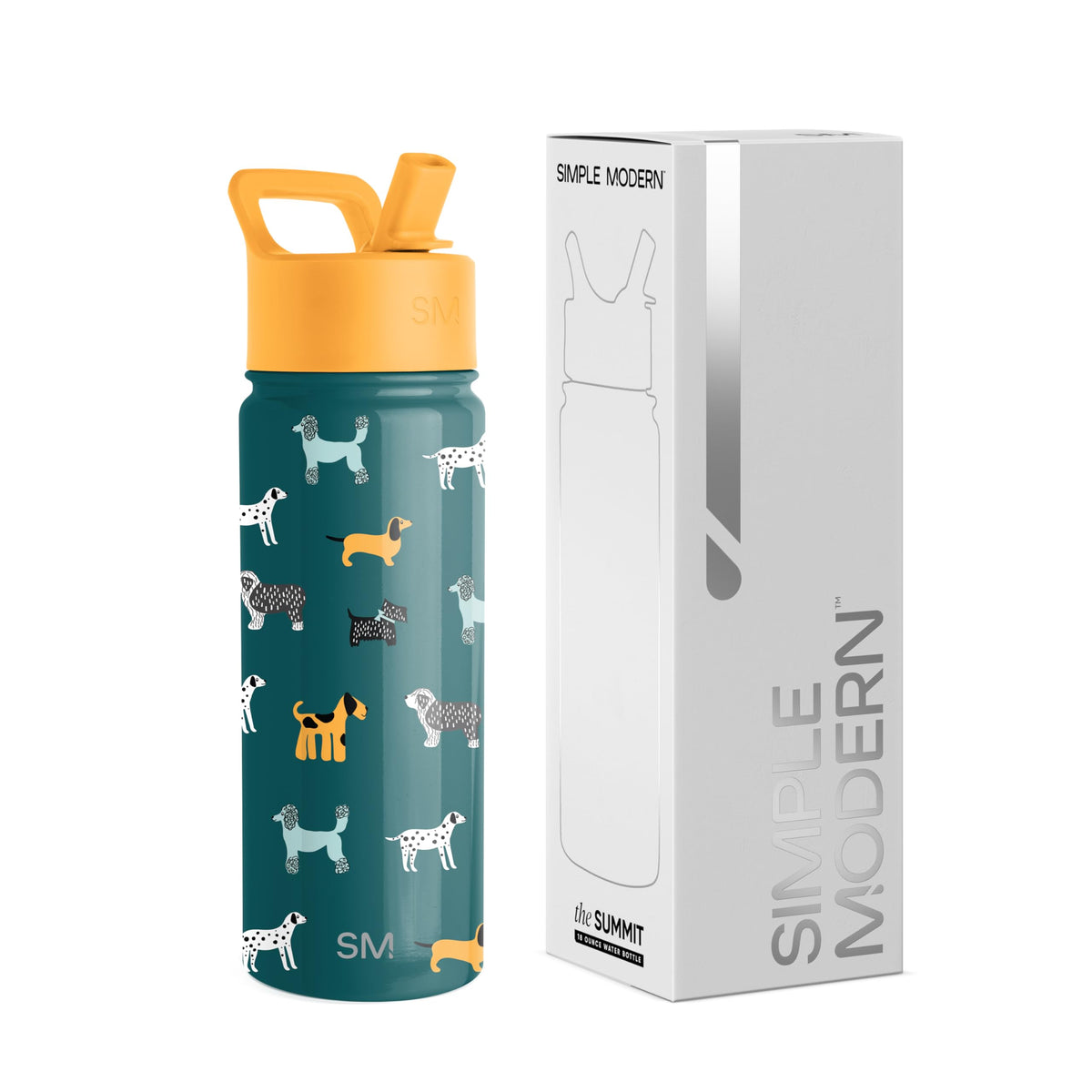Simple Modern Kids Summit bottle Dog Days side view with ergonomic grip