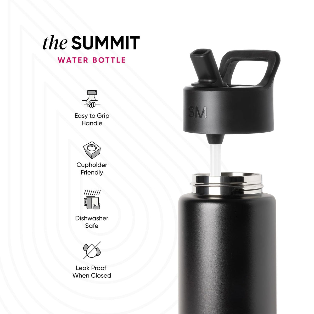 Pink ballerina Summit bottle leakproof straw lid prevents spills.