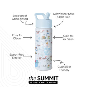 Simple Modern Kids Summit bottle with Cinderella floral Disney Princess design for stylish hydration.