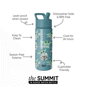 Grogu Summit bottle straw lid close-up, leak-proof design ideal for kids' sippy use.
