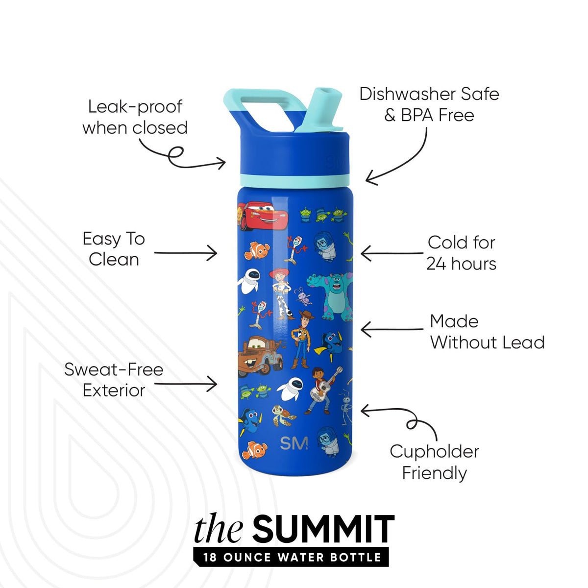 Close-up of the straw lid on the Simple Modern Summit bottle for spill-free use