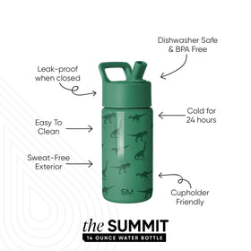 Simple Modern Kids Summit bottle side view showing durable stainless steel body for school use.