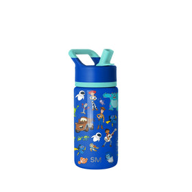 Simple Modern Kids Summit bottle with straw lid, blue Disney Pixar artwork.