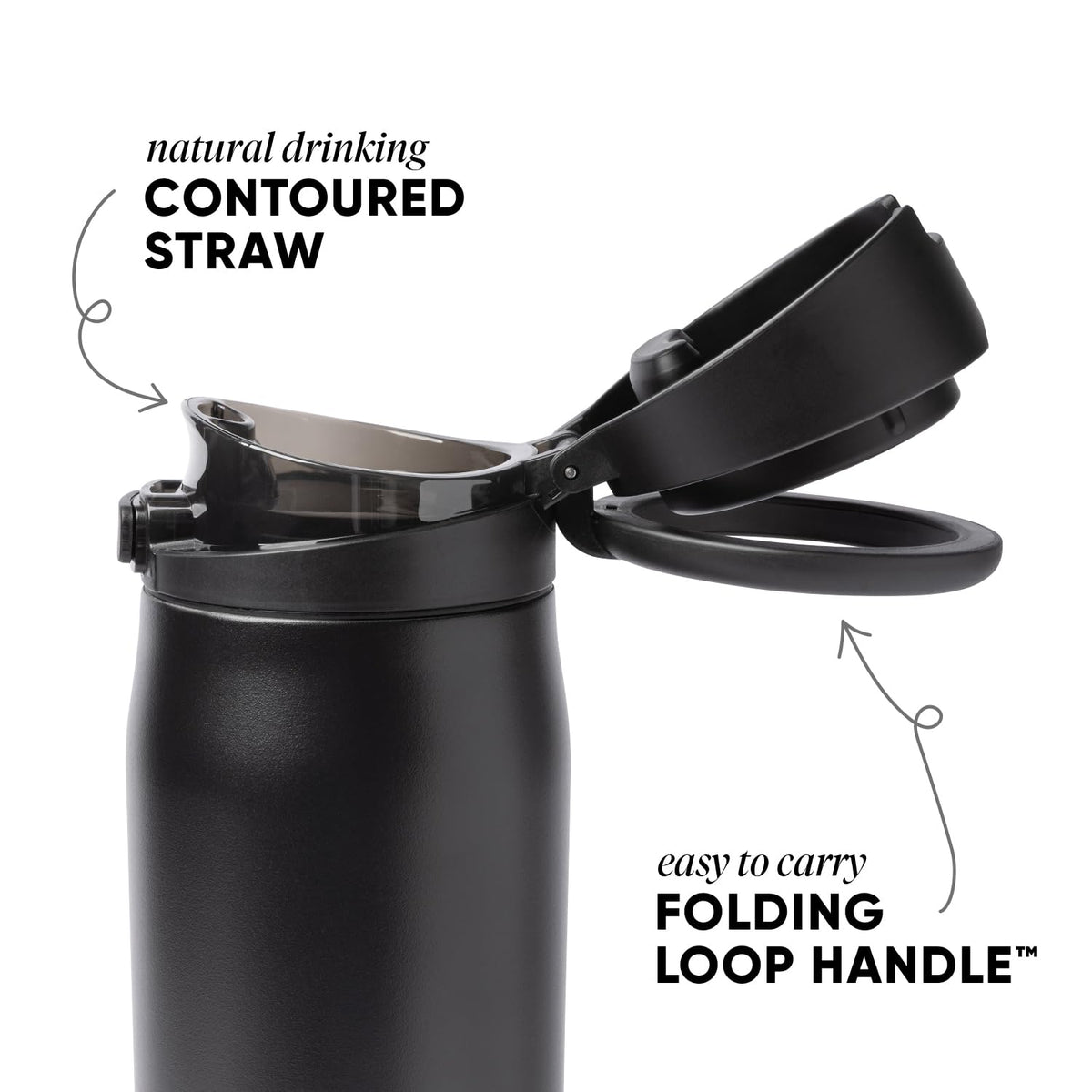 Simple Modern Mesa Loop bottle folding handle for a comfortable grip.
