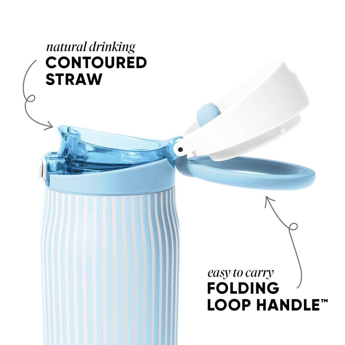 Simple Modern Mesa Loop bottle folding loop handle offers comfortable, one-handed carry.