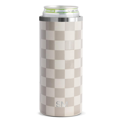Simple Modern Skinny Can Cooler in hand keeps your 12oz drink cool and mess-free.