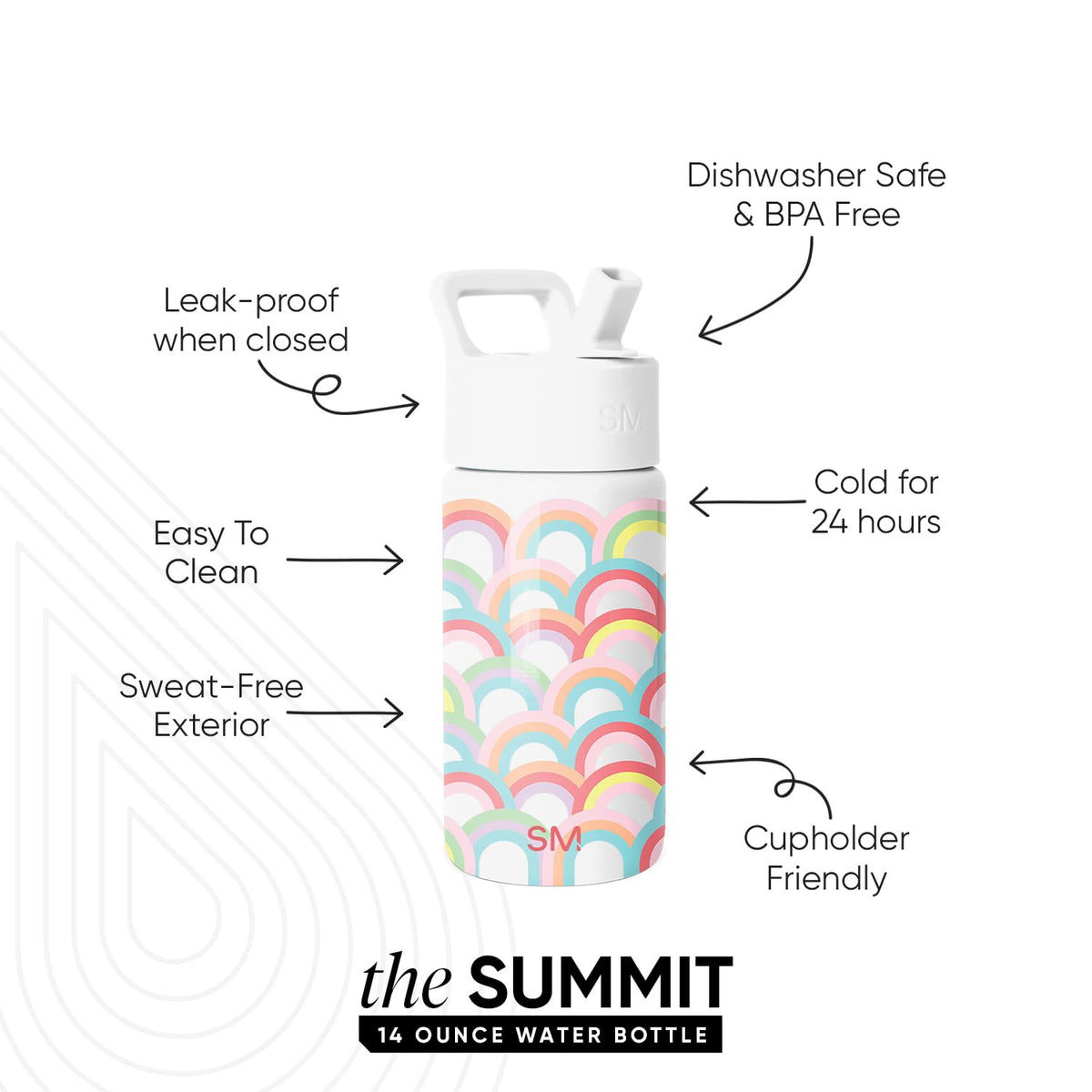 Simple Modern Summit 14oz bottle for kids keeps drinks at the right temperature during school.