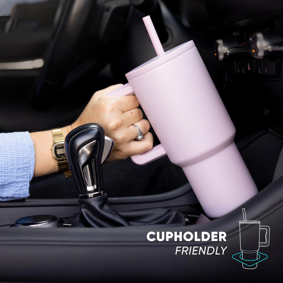 Trek straw lid with four-way threading for flexible straw placement