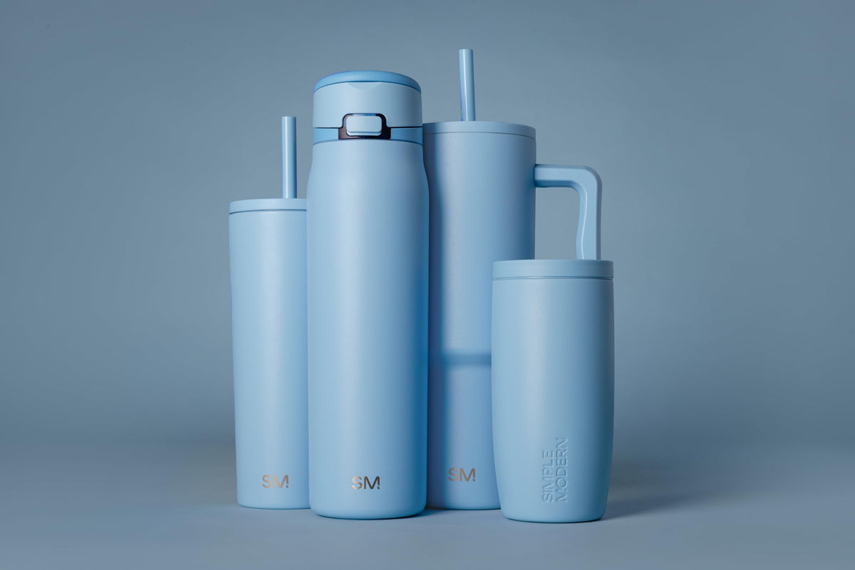 Simple Modern Trek Tumbler sweat-free exterior keeps your desk dry.
