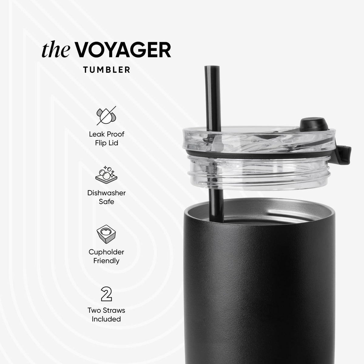 Double-wall Voyager design keeps drinks hot or cold longer